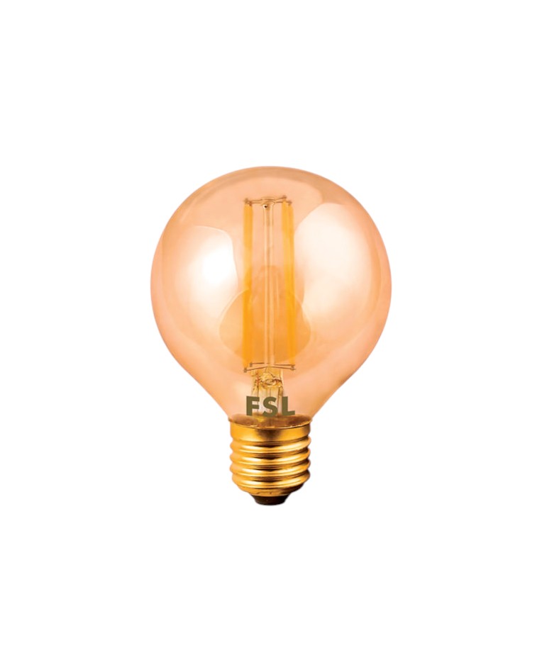 FS-G80-10W-FAM-DM נורת פילמנט אמבר 10W לד גלוב 80 בסיס E27 – תמונה 1