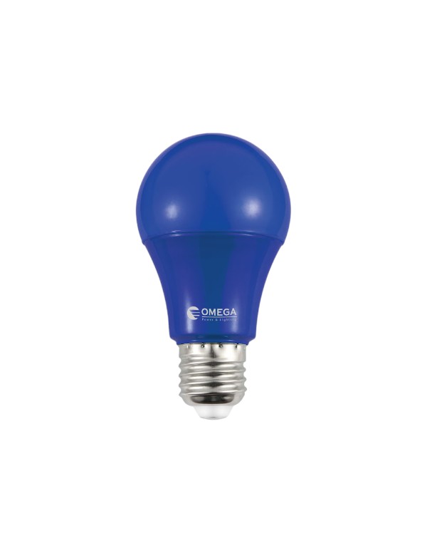 OM-A60-9W-BL נורת לד 9W A60 אור כחול OMEGA E27 – תמונה 1