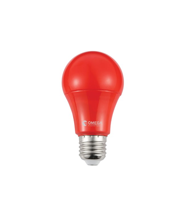 OM-A60-9W-R נורת לד 9W A60 אור אדום OMEGA E27 – תמונה 1