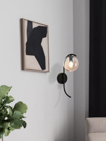 מנורה צמודת קיר בצבע שחור